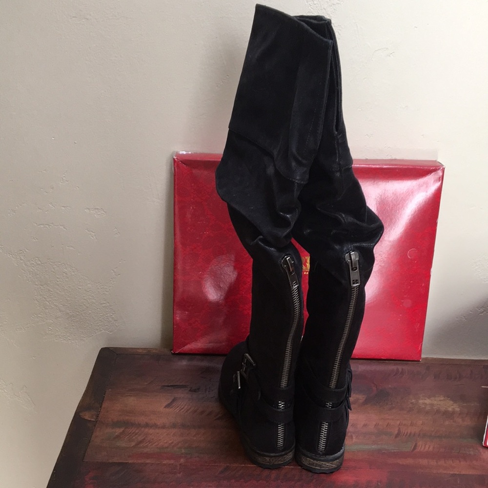 Carlos Black Over-the-Knee Buckle Boots #3026 - Picture 4 of 8